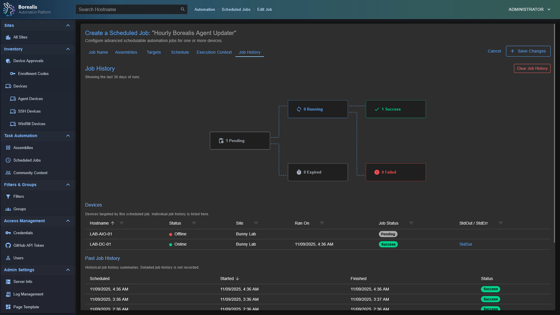 Scheduled Job History