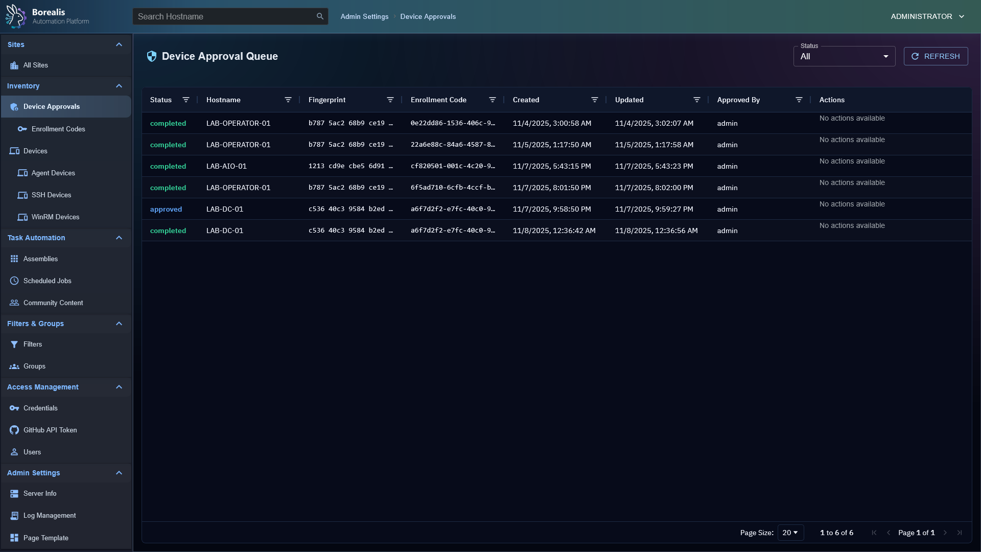 Device Approval Queue