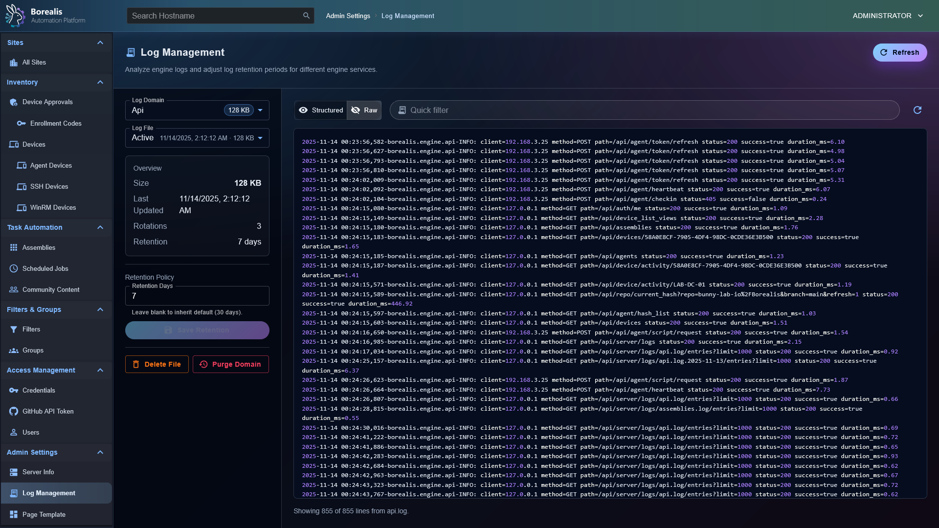 Log Management (Raw)