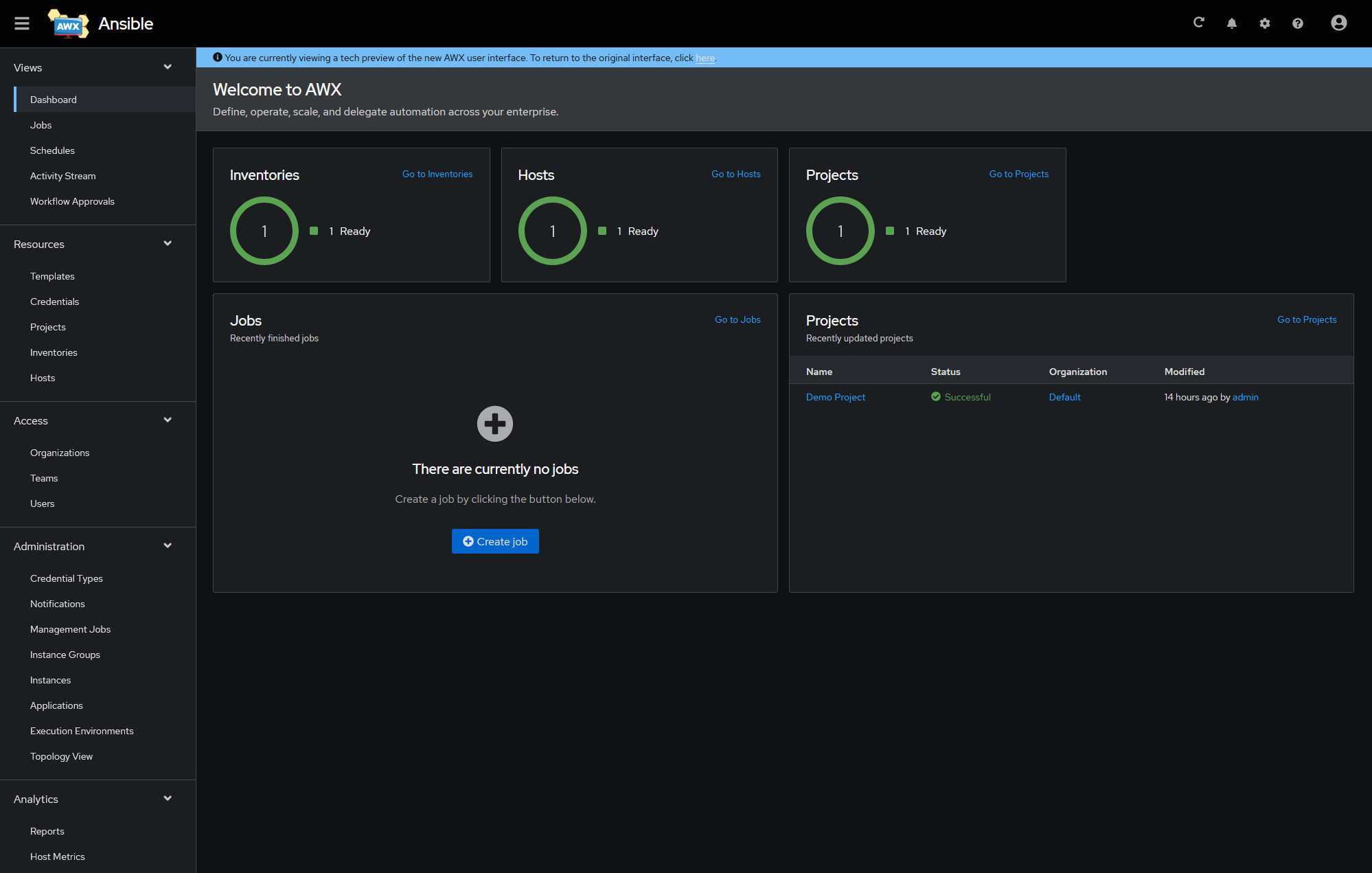 Ansible AWX WebUI